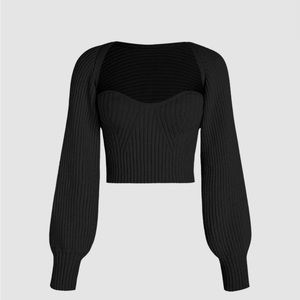 NEW - Two-Piece Rib Knit Long Sleeve Crop Top